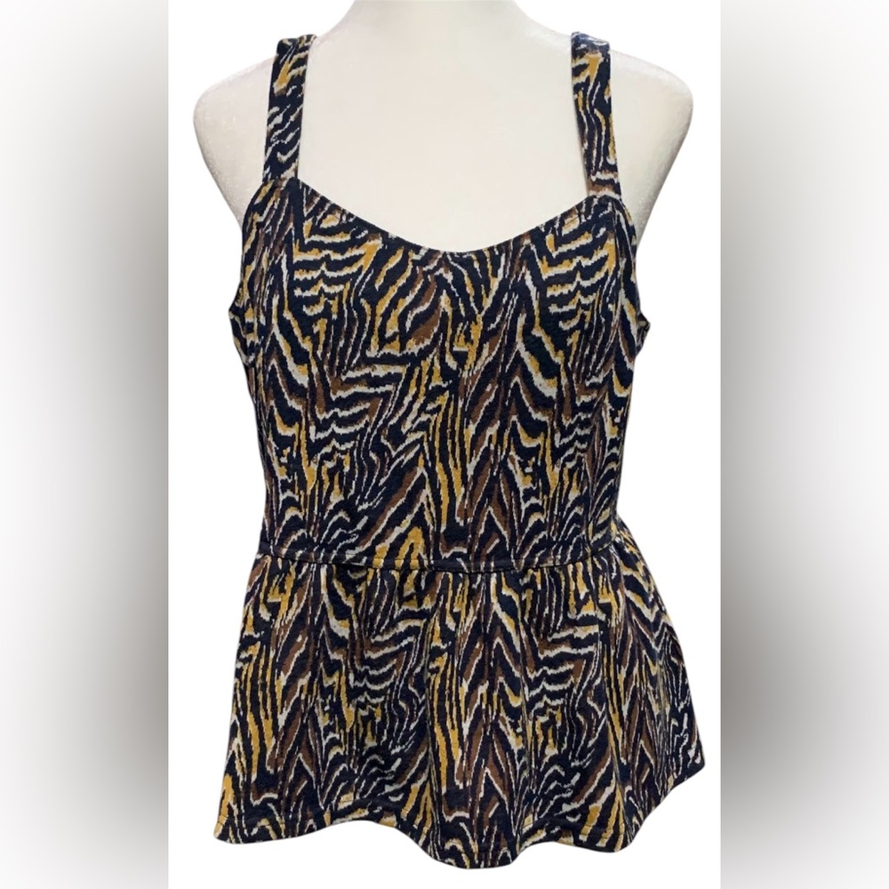 Anthropologie Jaime Zebra Peplum Tank Top